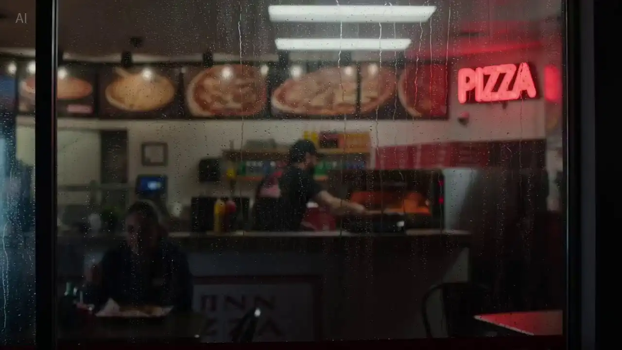 Slow-Motion City Rain Reflection Shot — Cinematic AI video example generated with Seedance 2.5